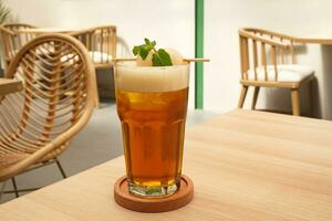 Lychee iced tea with mint leaves photo