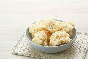 Rengginang or rice cracker, Indonesian traditional snacks made from glutinous rice, savory and crunchy. photo