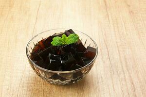 Cincau or Grass jelly or Mesona chinensis. Popular during the month of Ramadan in Indonesia. photo