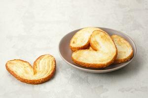 Butterfly Puff Pastry or Palmier Cookies with heart shape photo