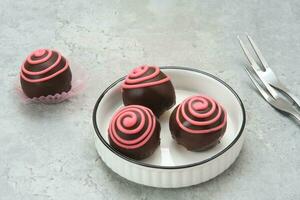 Chocolate Balls filled with bread crumbs photo