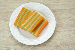 Kue Lapis or Kue Pepe or sticky layer cake, Indonesian traditional snack made from rice flour photo