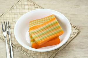 Kue Lapis or Kue Pepe or sticky layer cake, Indonesian traditional snack made from rice flour photo