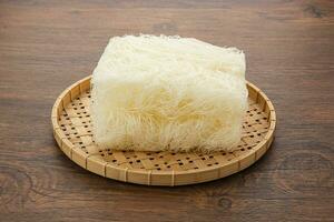 Vermicelli or Dry Glass Noodles served on wooden plate photo