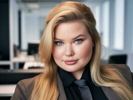 a beautiful blonde woman in a business suit generative ai photo