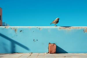 a bird sitting on the edge of a wall generative ai photo