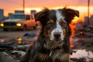 un perro sentado en el suelo generativo ai foto