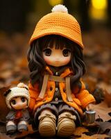 a doll sitting on the ground next to another doll generative ai photo