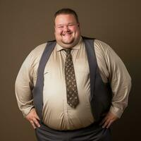 a fat man wearing a tie and a dress shirt generative ai photo