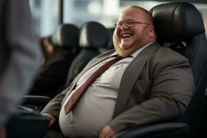 a man in a suit and tie sitting in the back of a car generative ai photo