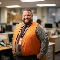 a man wearing an orange vest generative ai photo