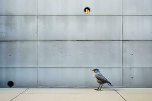 un Gaviota en pie en frente de un pared generativo ai foto