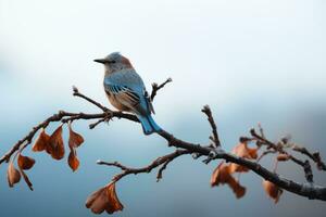 a small bird is sitting on a tree branch generative ai photo