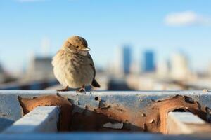a small bird is sitting on a metal railing generative ai photo
