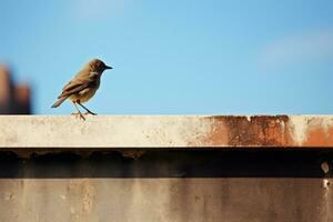 a small bird standing on a ledge generative ai photo