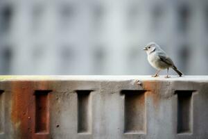 a small bird standing on top of a cement wall generative ai photo