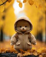 a teddy bear wearing a jacket generative ai photo