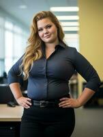 a woman in a business suit posing for the camera generative ai photo