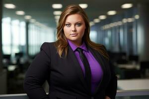 a woman in a business suit posing for the camera generative ai photo