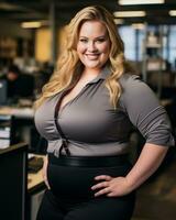 a woman in a business suit posing for the camera generative ai photo