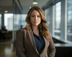 a woman in a business suit standing in an office generative ai photo