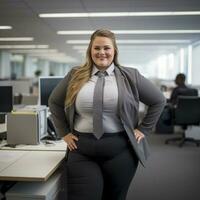 a woman in a business suit standing in an office generative ai photo