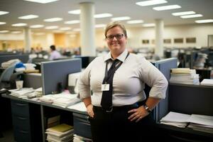 a woman in a business suit standing in an office generative ai photo