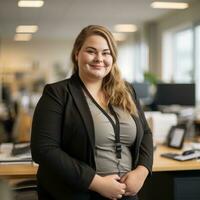 a woman in a business suit standing in an office generative ai photo