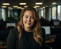 a woman in a business suit standing in an office generative ai photo