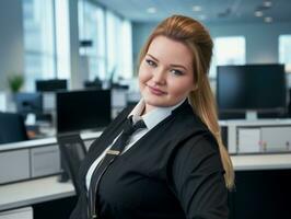 a woman in a business suit standing in an office generative ai photo