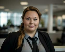 a woman in a business suit standing in an office generative ai photo