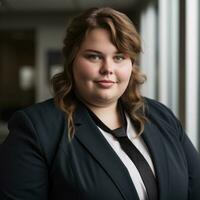 a woman in a suit and tie posing for the camera generative ai photo