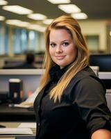 a woman wearing a black shirt generative ai photo