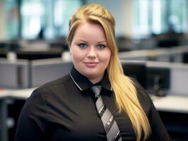 a woman wearing a black shirt generative ai photo