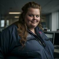 a woman wearing a blue jacket generative ai photo