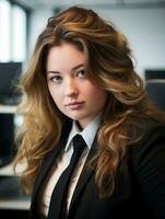 a woman wearing a black suit and tie generative ai photo