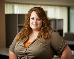 a woman wearing a brown shirt generative ai photo