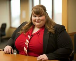 a woman wearing a red tie generative ai photo