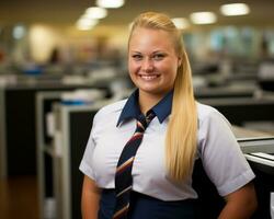 a woman wearing a tie generative ai photo