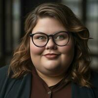 a woman wearing glasses and a black blazer generative ai photo