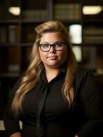 a woman wearing glasses and a black shirt generative ai photo