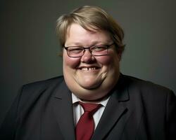 a woman wearing glasses and a red tie generative ai photo