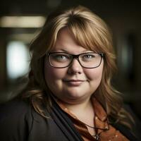 a woman wearing glasses generative ai photo