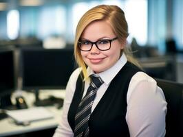 a woman wearing glasses generative ai photo