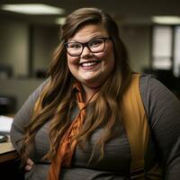 a woman with long brown hair generative ai photo