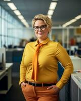 portrait of a business woman in an office stock photo generative ai