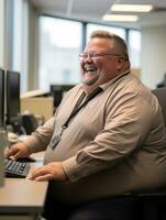 the man is sitting at a desk generative ai photo