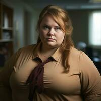 the woman is wearing a brown shirt generative ai photo