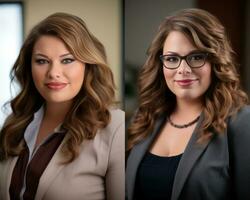two women in business attire one with glasses and the other without generative ai photo
