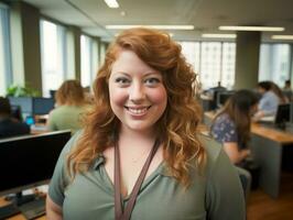 woman wearing a green shirt generative ai photo